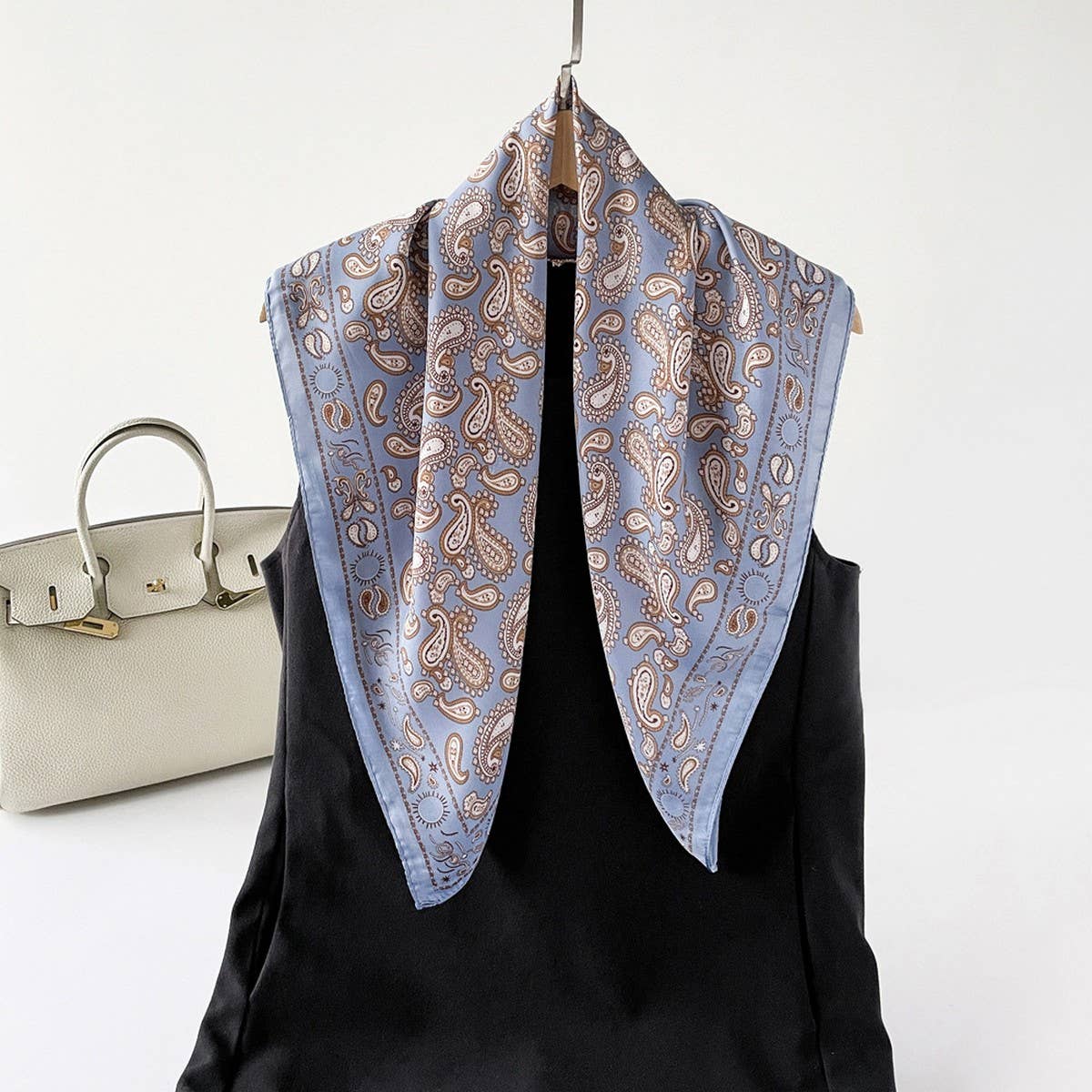 Paisley Satin Square Scarf – 70cm Lightweight Neck & Hair Scarf - Three:Twelve Boutique - ACCITY