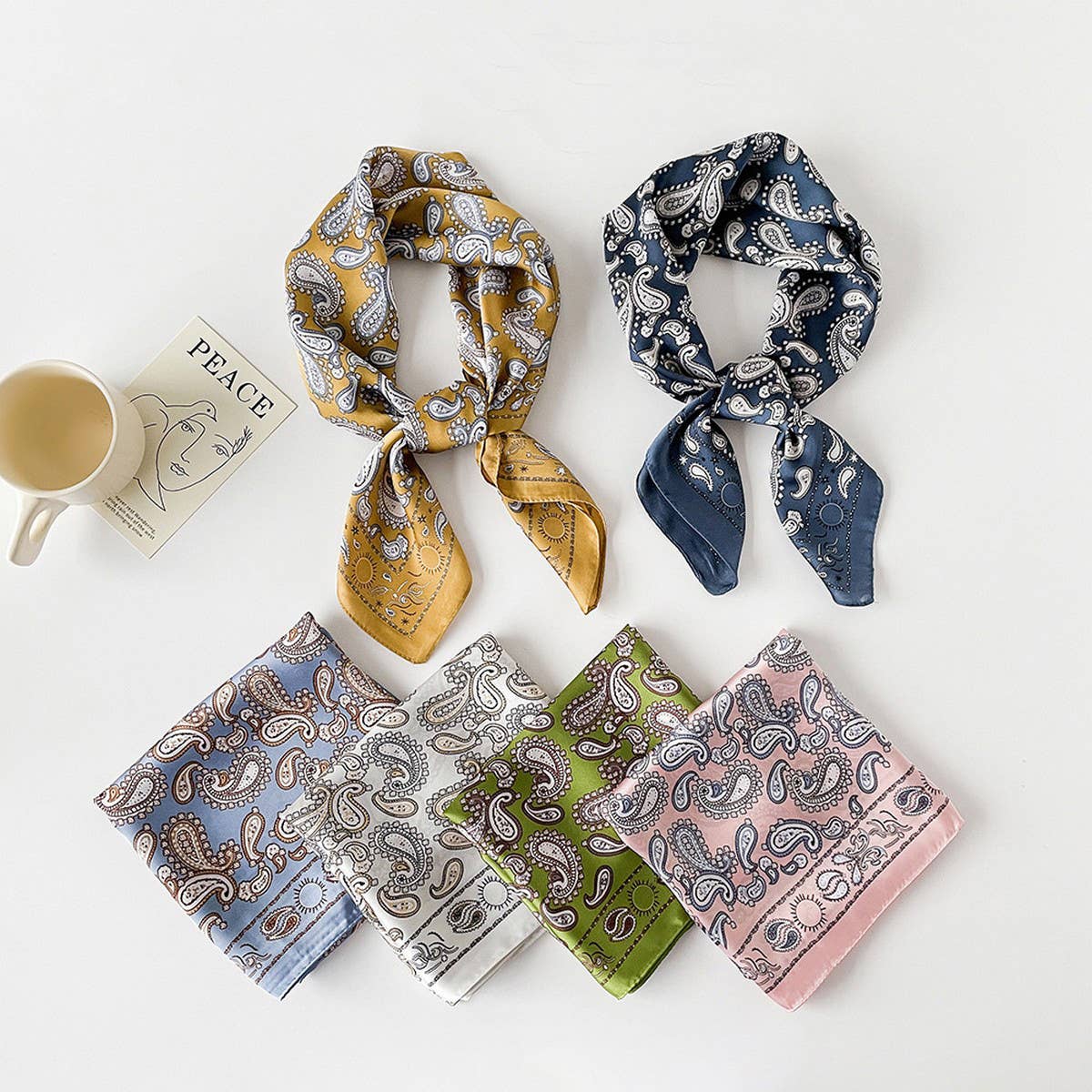 Paisley Satin Square Scarf – 70cm Lightweight Neck & Hair Scarf - Three:Twelve Boutique - ACCITY