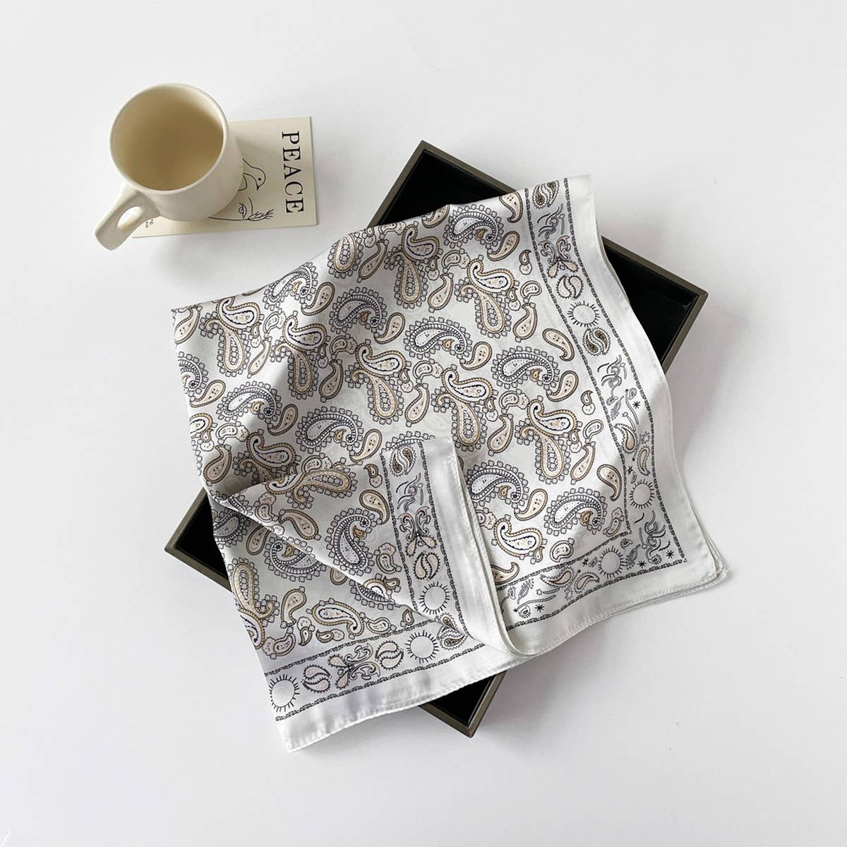 Paisley Satin Square Scarf – 70cm Lightweight Neck & Hair Scarf - Three:Twelve Boutique - ACCITY
