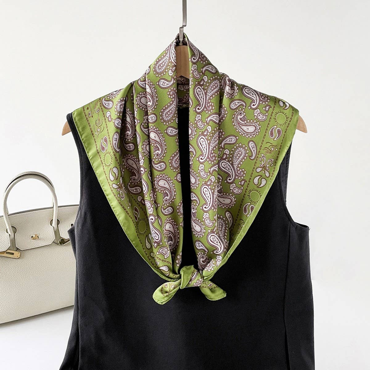 Paisley Satin Square Scarf – 70cm Lightweight Neck & Hair Scarf - Three:Twelve Boutique - ACCITY