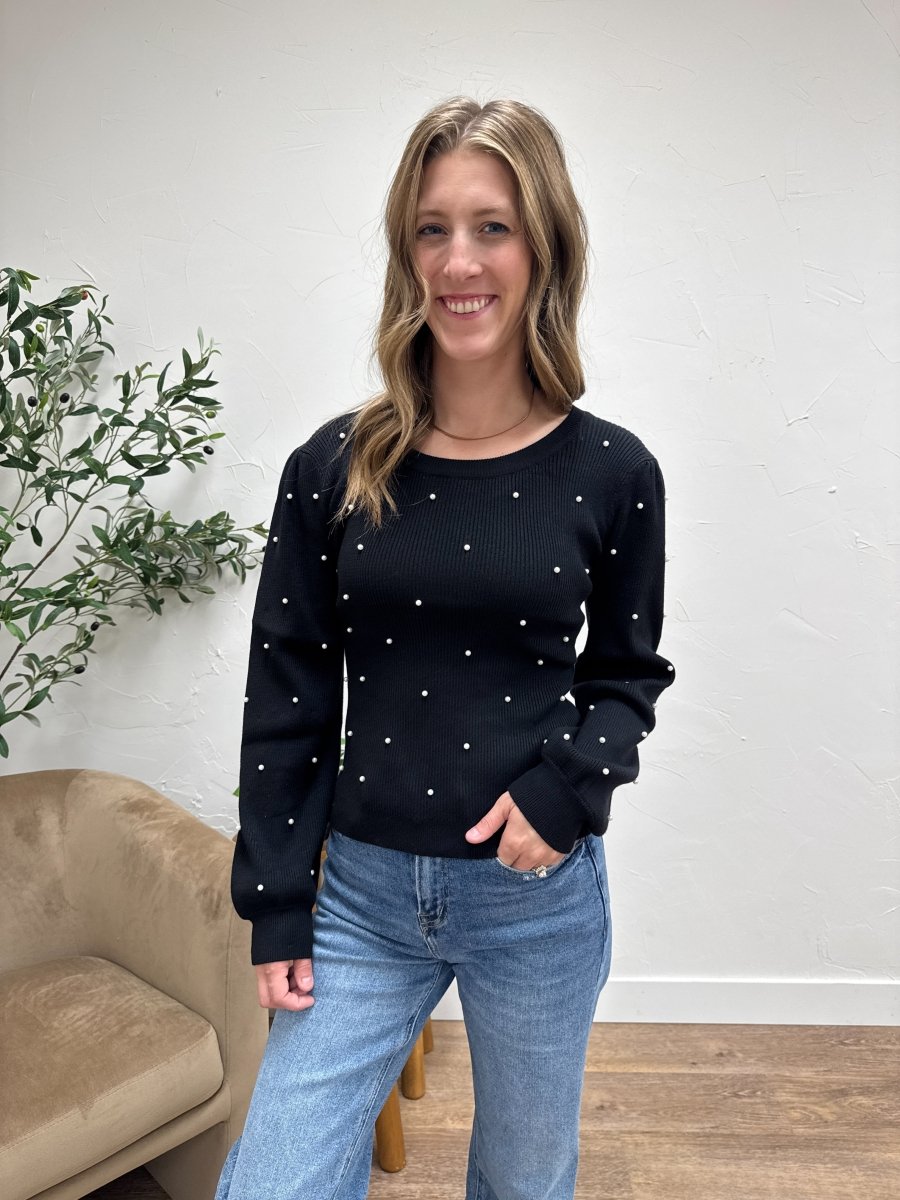 Pearl Detailed Sweater Top - Three:Twelve Boutique - Three:Twelve