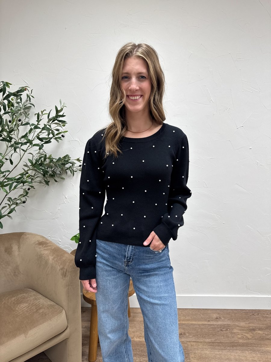 Pearl Detailed Sweater Top - Three:Twelve Boutique - Three:Twelve