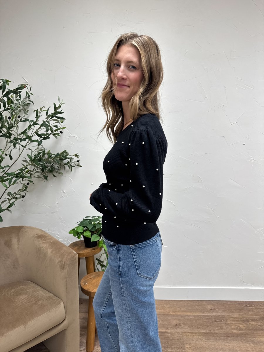 Pearl Detailed Sweater Top - Three:Twelve Boutique - Three:Twelve