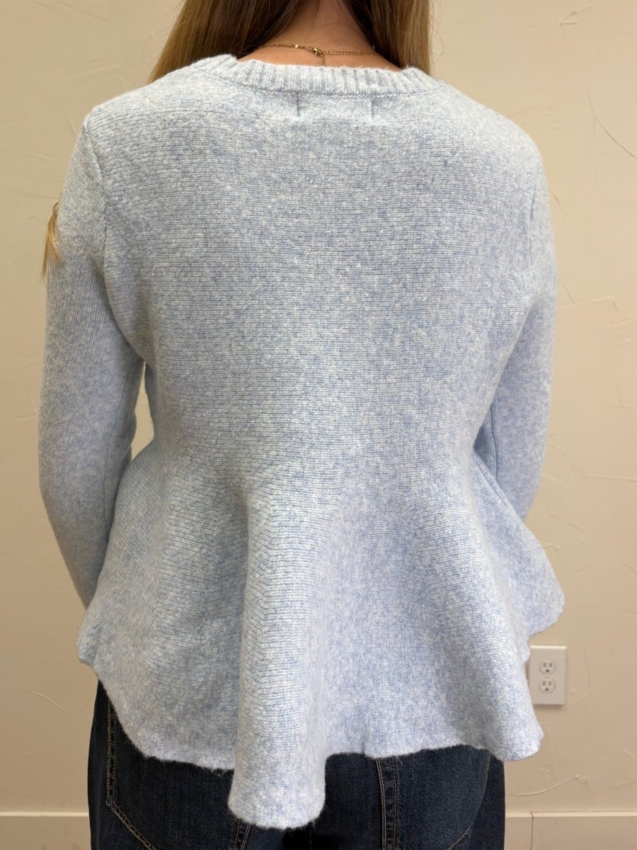 PEPLUM BRUSHED WOOL BLEND SWEATER - Three:Twelve Boutique - in february