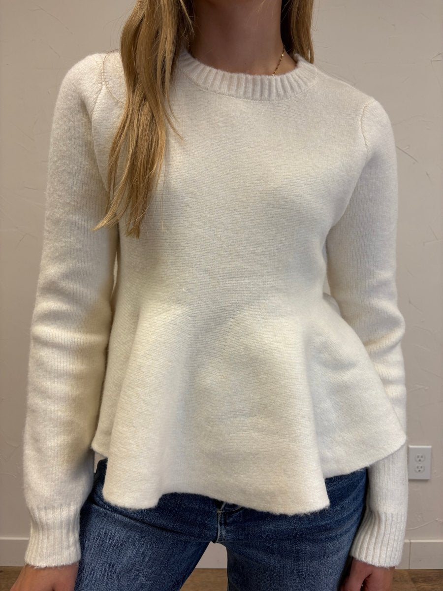 PEPLUM BRUSHED WOOL BLEND SWEATER - Three:Twelve Boutique - in february
