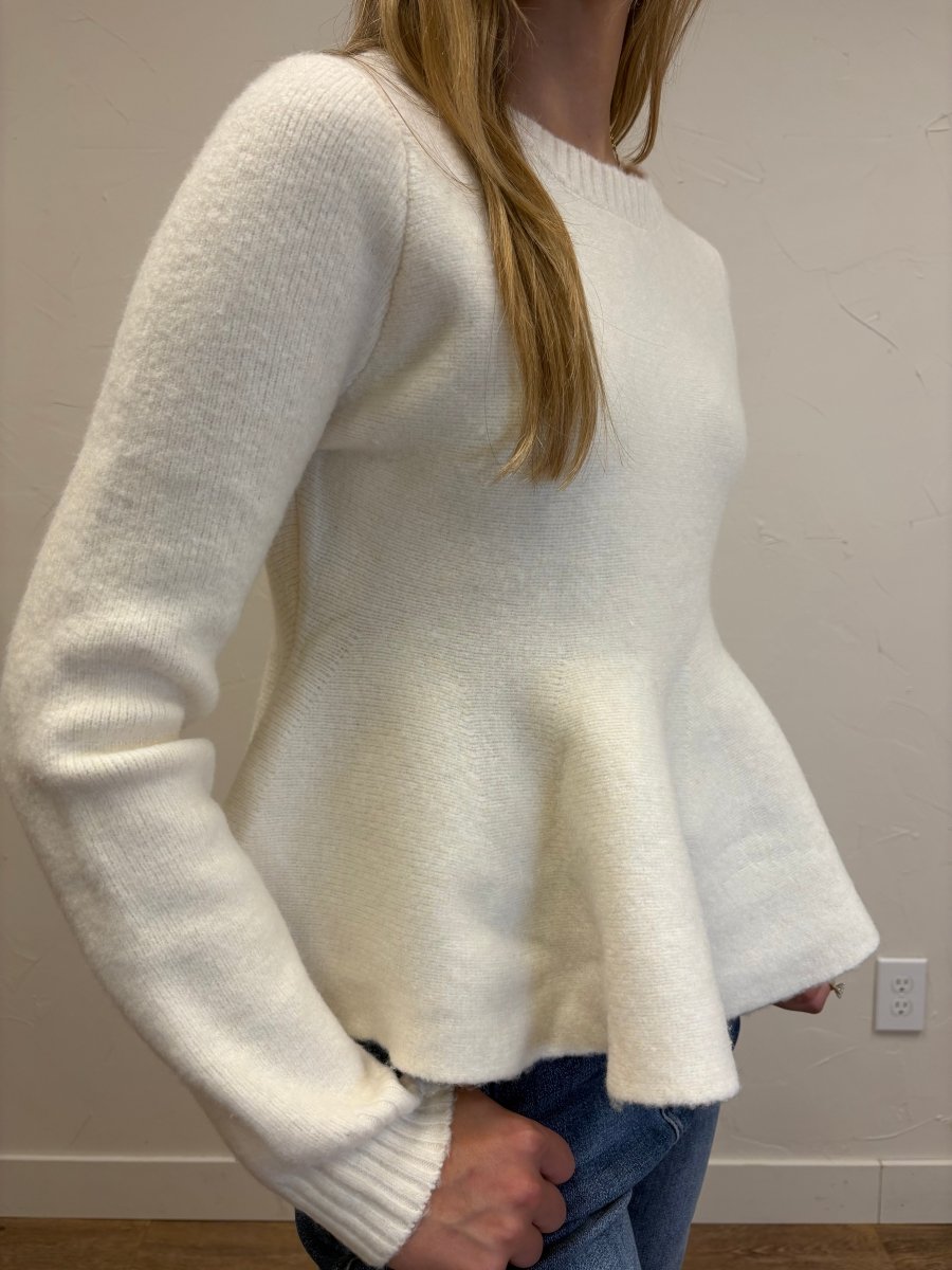 PEPLUM BRUSHED WOOL BLEND SWEATER - Three:Twelve Boutique - in february