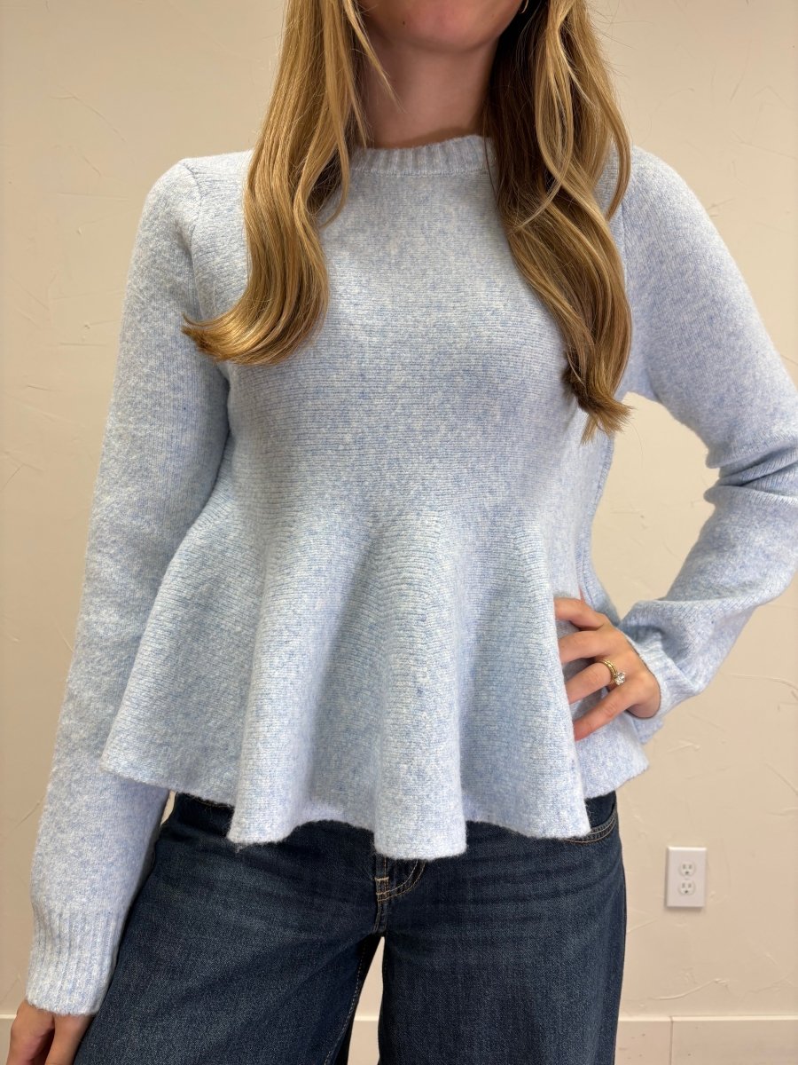 PEPLUM BRUSHED WOOL BLEND SWEATER - Three:Twelve Boutique - in february