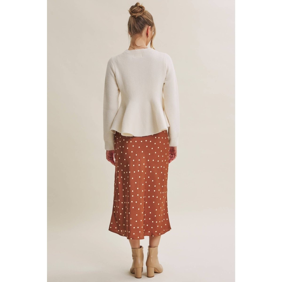 PEPLUM BRUSHED WOOL BLEND SWEATER - Three:Twelve Boutique - in february