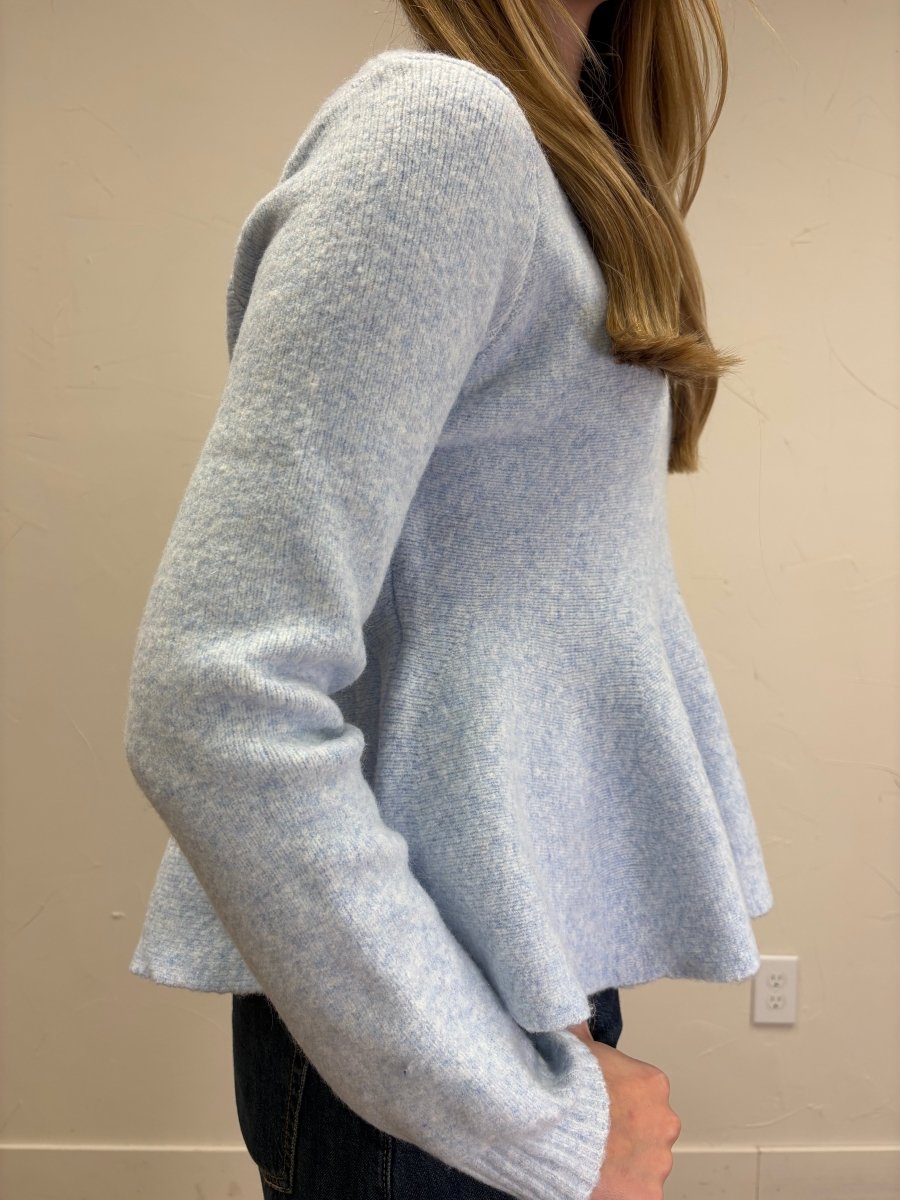 PEPLUM BRUSHED WOOL BLEND SWEATER - Three:Twelve Boutique - in february