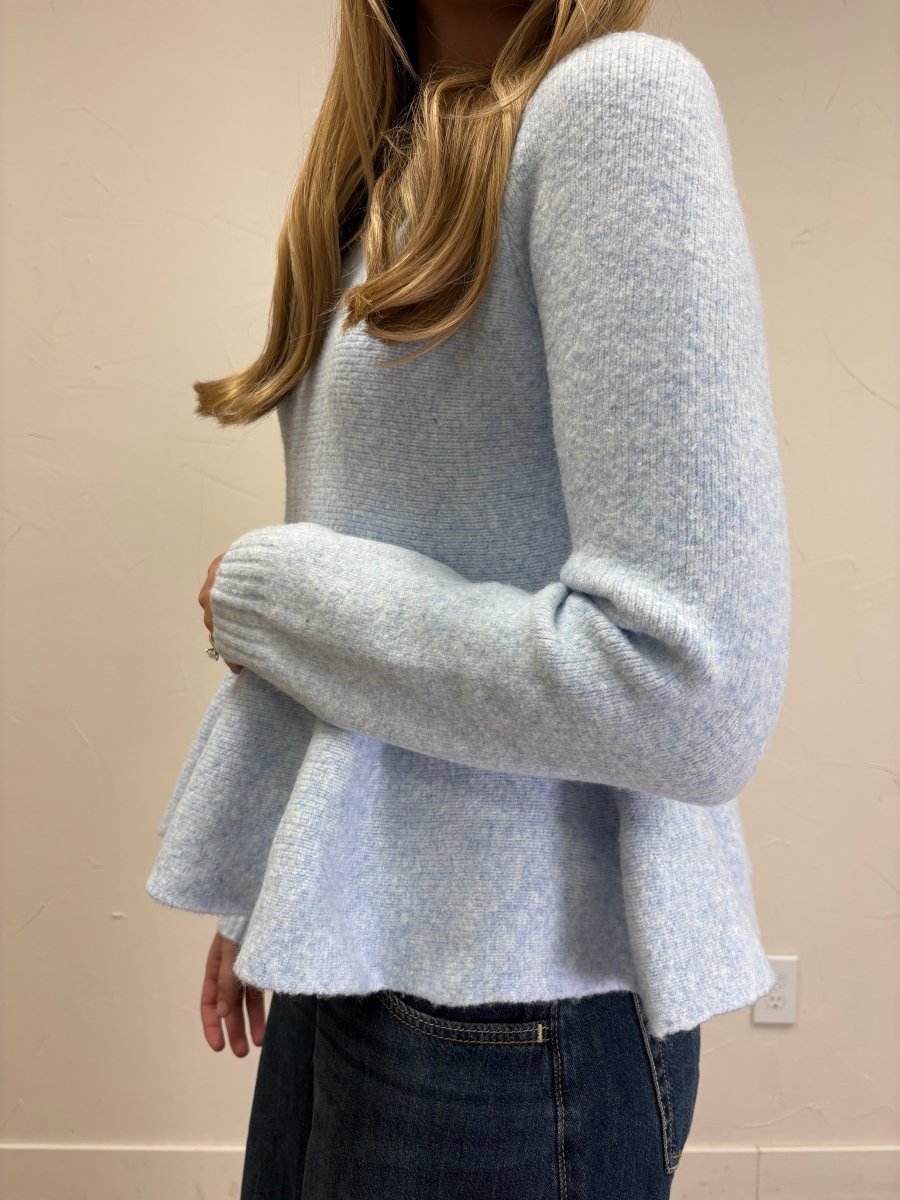 PEPLUM BRUSHED WOOL BLEND SWEATER - Three:Twelve Boutique - in february