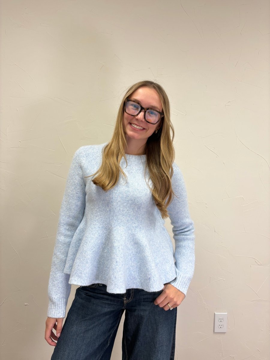 PEPLUM BRUSHED WOOL BLEND SWEATER - Three:Twelve Boutique - in february