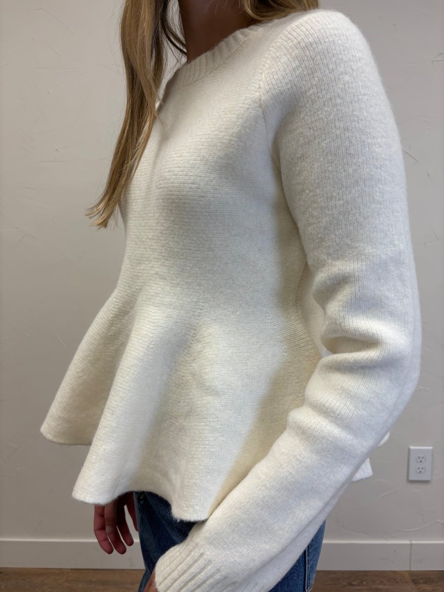 PEPLUM BRUSHED WOOL BLEND SWEATER - Three:Twelve Boutique - in february