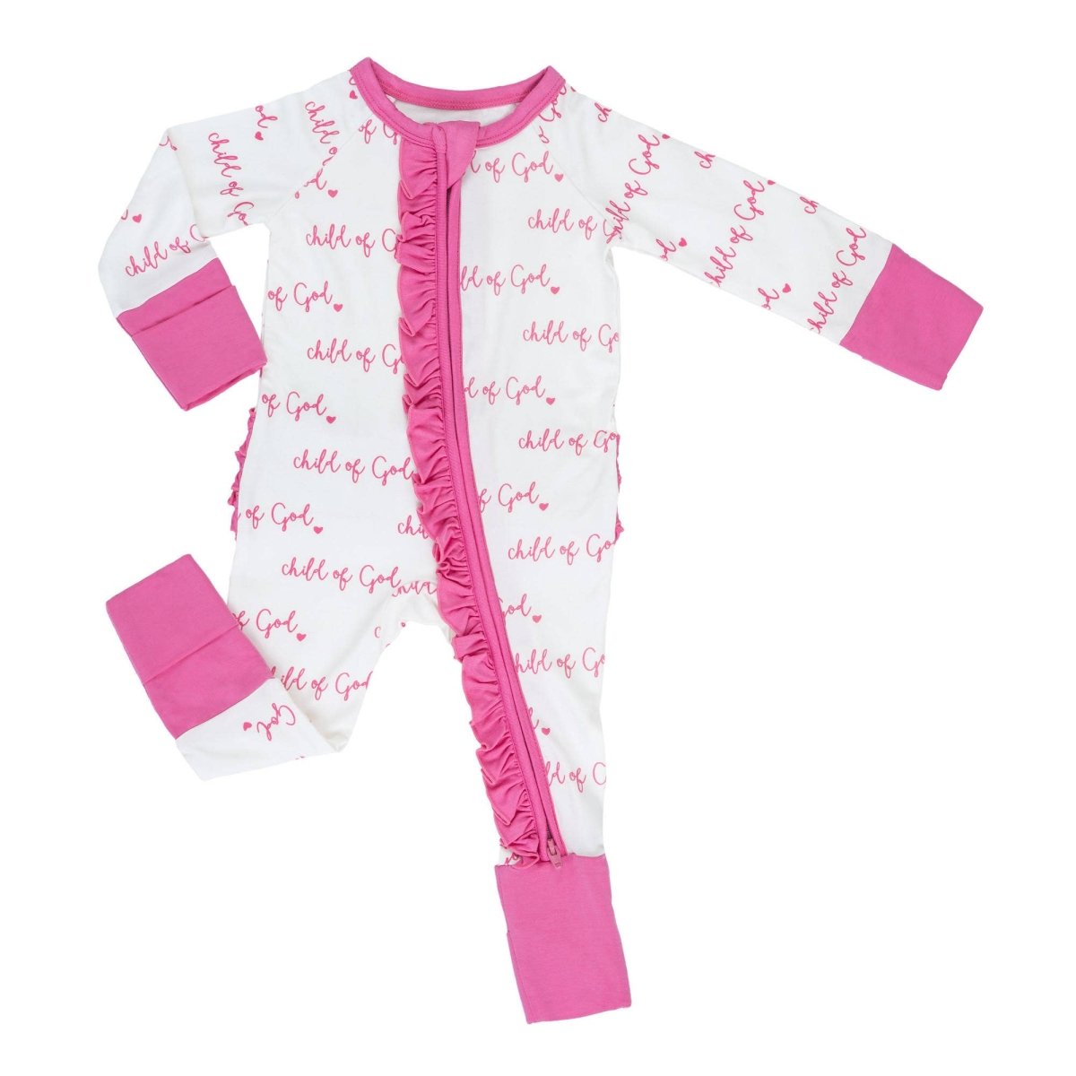 Pink Child of God Bamboo Ruffle Zipper Pajama - Three:Twelve Boutique - LollyBanks