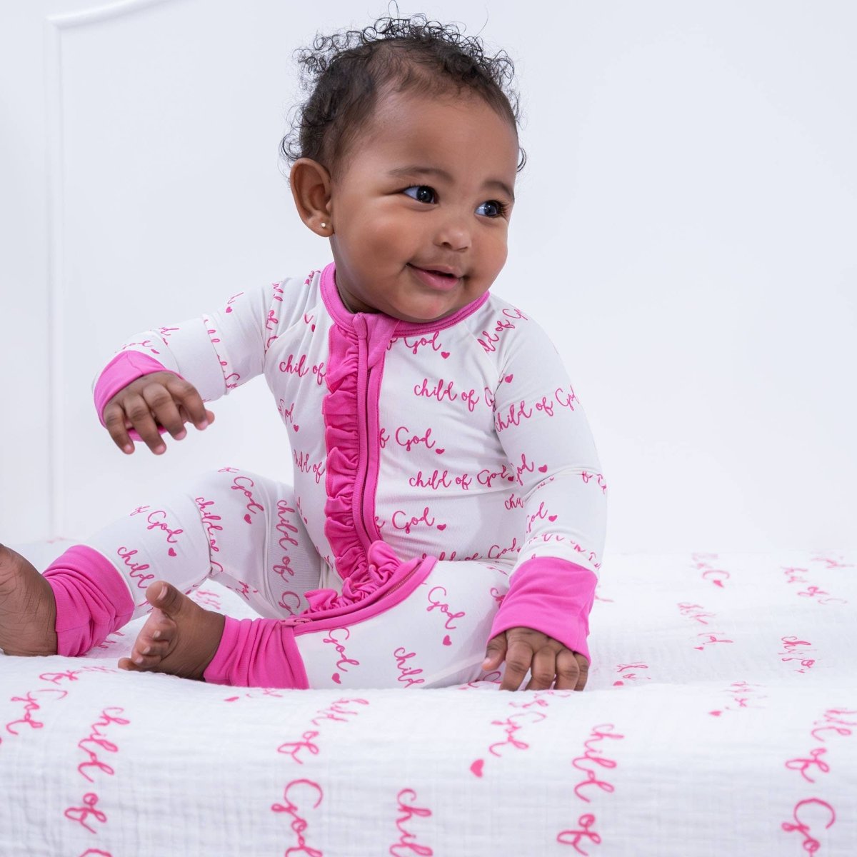 Pink Child of God Bamboo Ruffle Zipper Pajama - Three:Twelve Boutique - LollyBanks