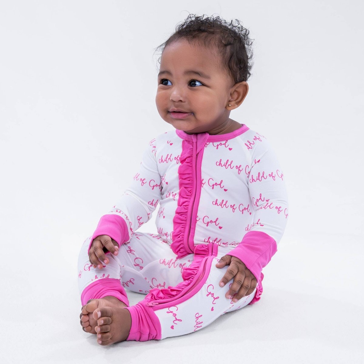 Pink Child of God Bamboo Ruffle Zipper Pajama - Three:Twelve Boutique - LollyBanks