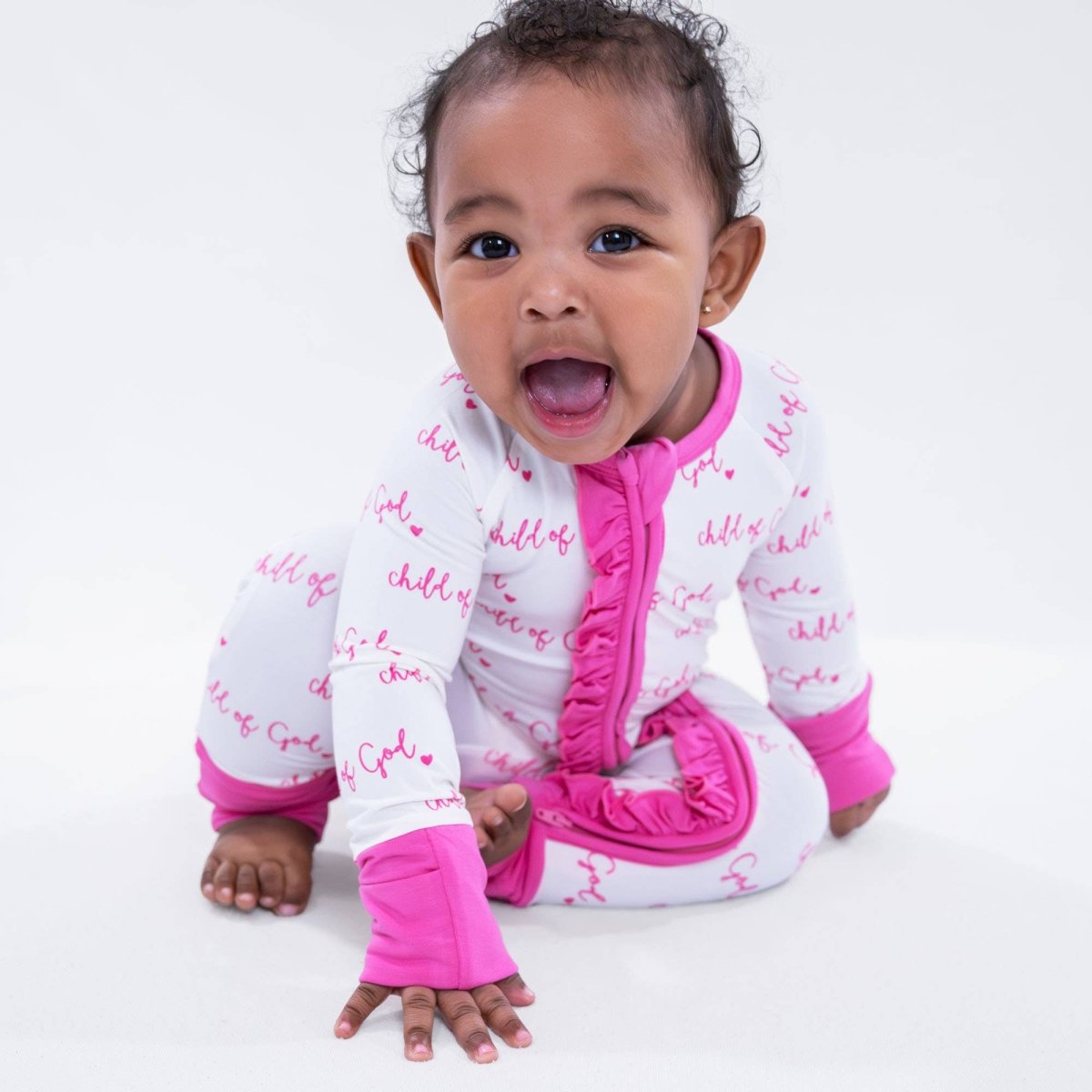 Pink Child of God Bamboo Ruffle Zipper Pajama - Three:Twelve Boutique - LollyBanks