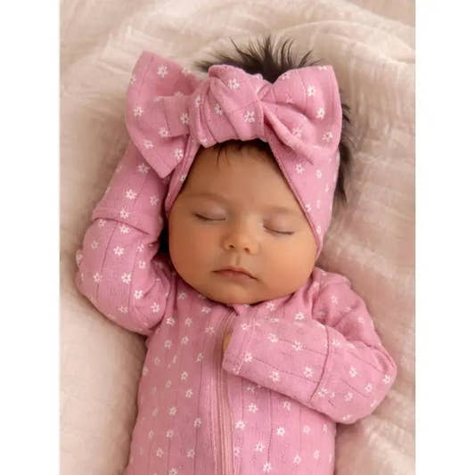 Pink Flower / Organic Pointelle Bow - Three:Twelve Boutique - SIIX COLLECTION