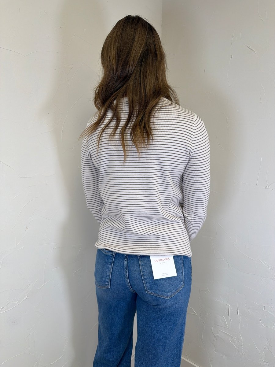 PINSTRIPE BASIC CREW SWEATER - Three:Twelve Boutique - Staccato