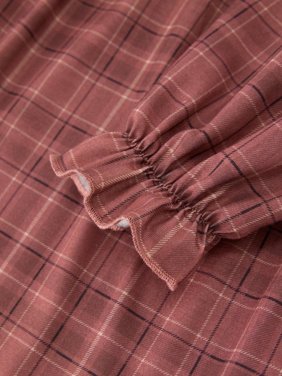 Plaid Lace-Trim Peter Pan Collar Dress - Three:Twelve Boutique - Rylee Faith Designs