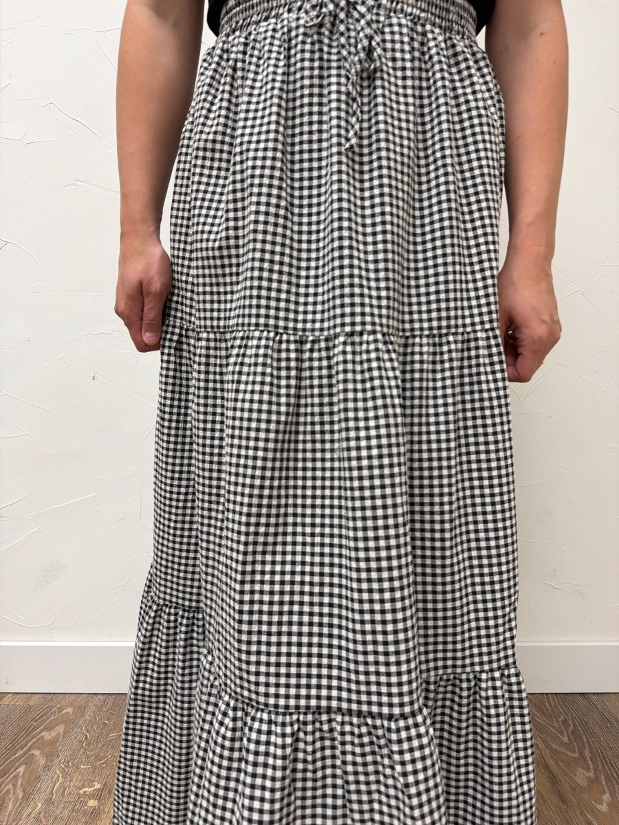 Plaid Tiered Ruffled Drawstring Maxi Skirt - Three:Twelve Boutique - VINE & LOVE