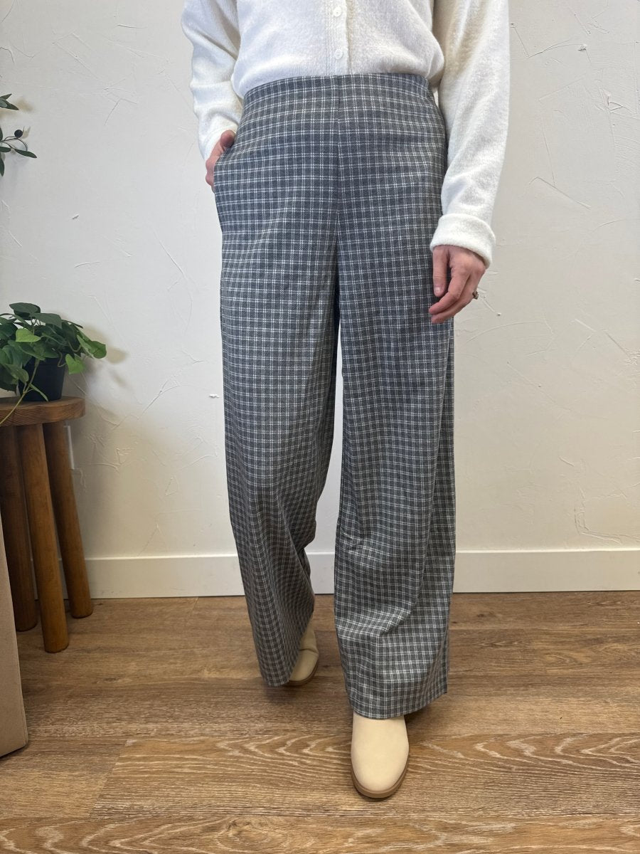 Plaid Wide Leg Pant - Three:Twelve Boutique - fun2fun