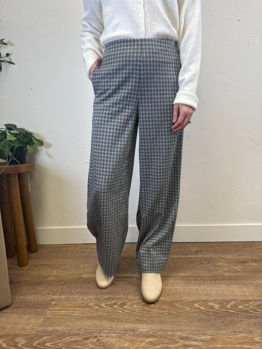 Plaid Wide Leg Pant - Three:Twelve Boutique - fun2fun
