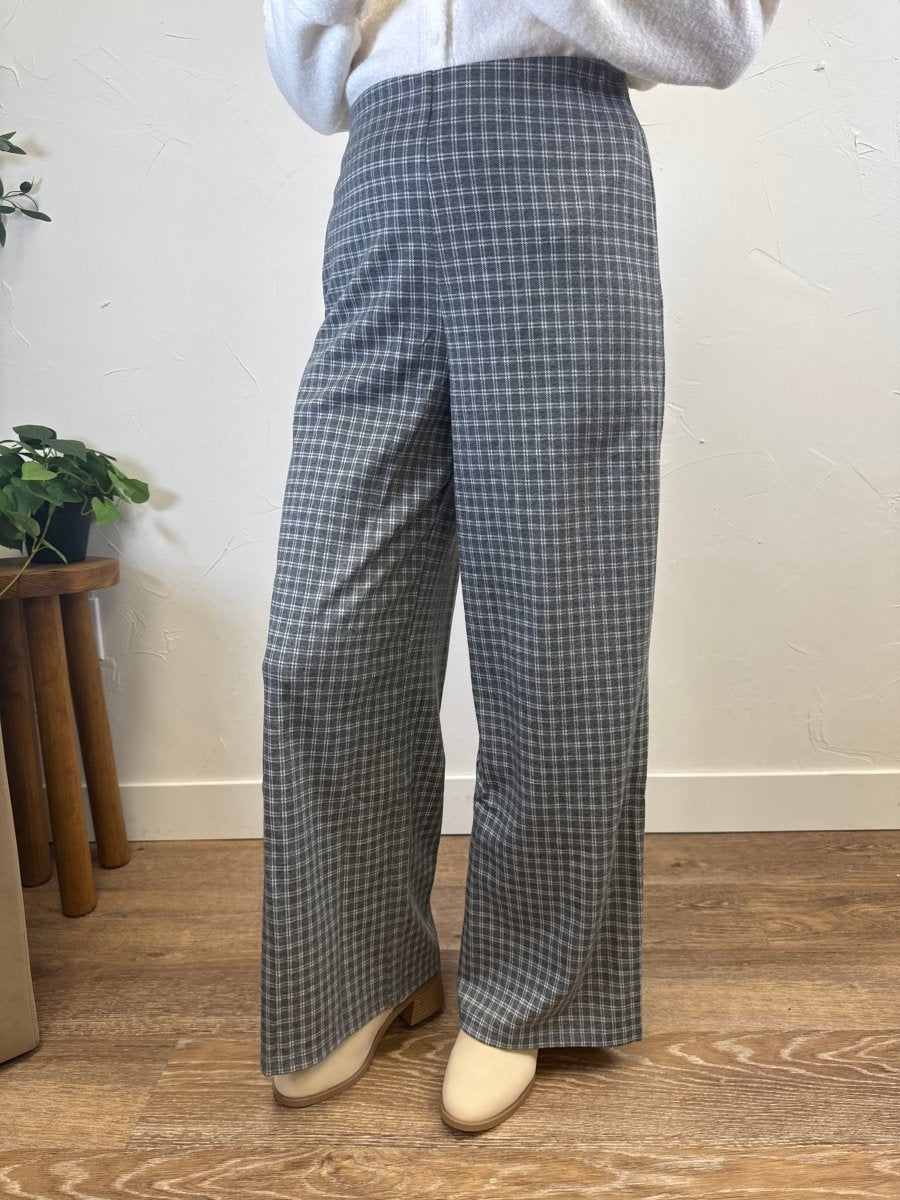Plaid Wide Leg Pant - Three:Twelve Boutique - fun2fun