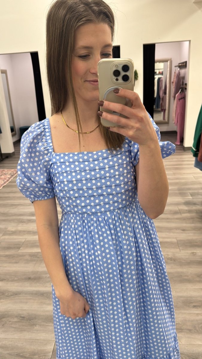 Pleated Polka Dot Maxi Dress - Three:Twelve Boutique - IN Loom