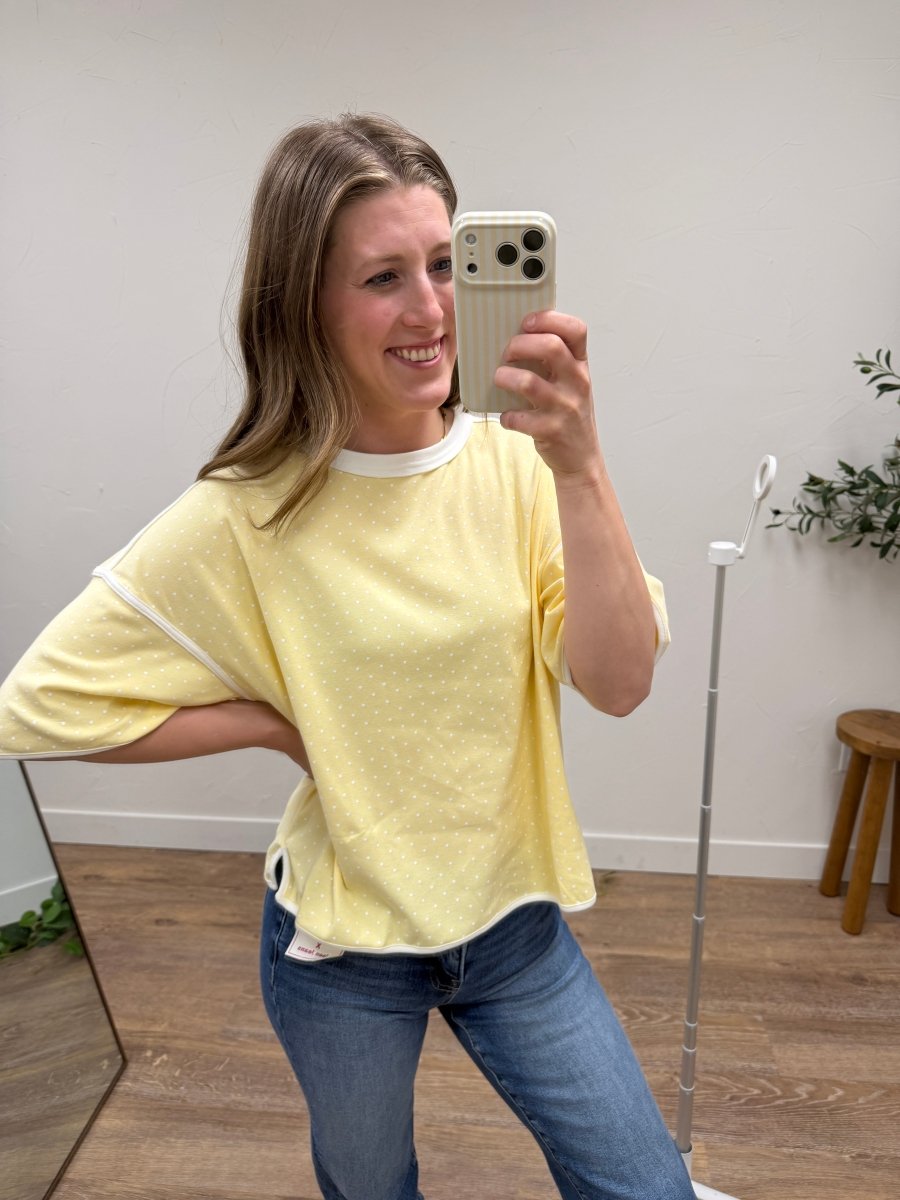 Polka Dot Contrast Trim Top - Three:Twelve Boutique - Sewn + Seen