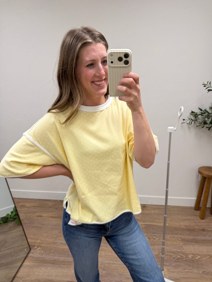 Polka Dot Contrast Trim Top - Three:Twelve Boutique - Sewn + Seen