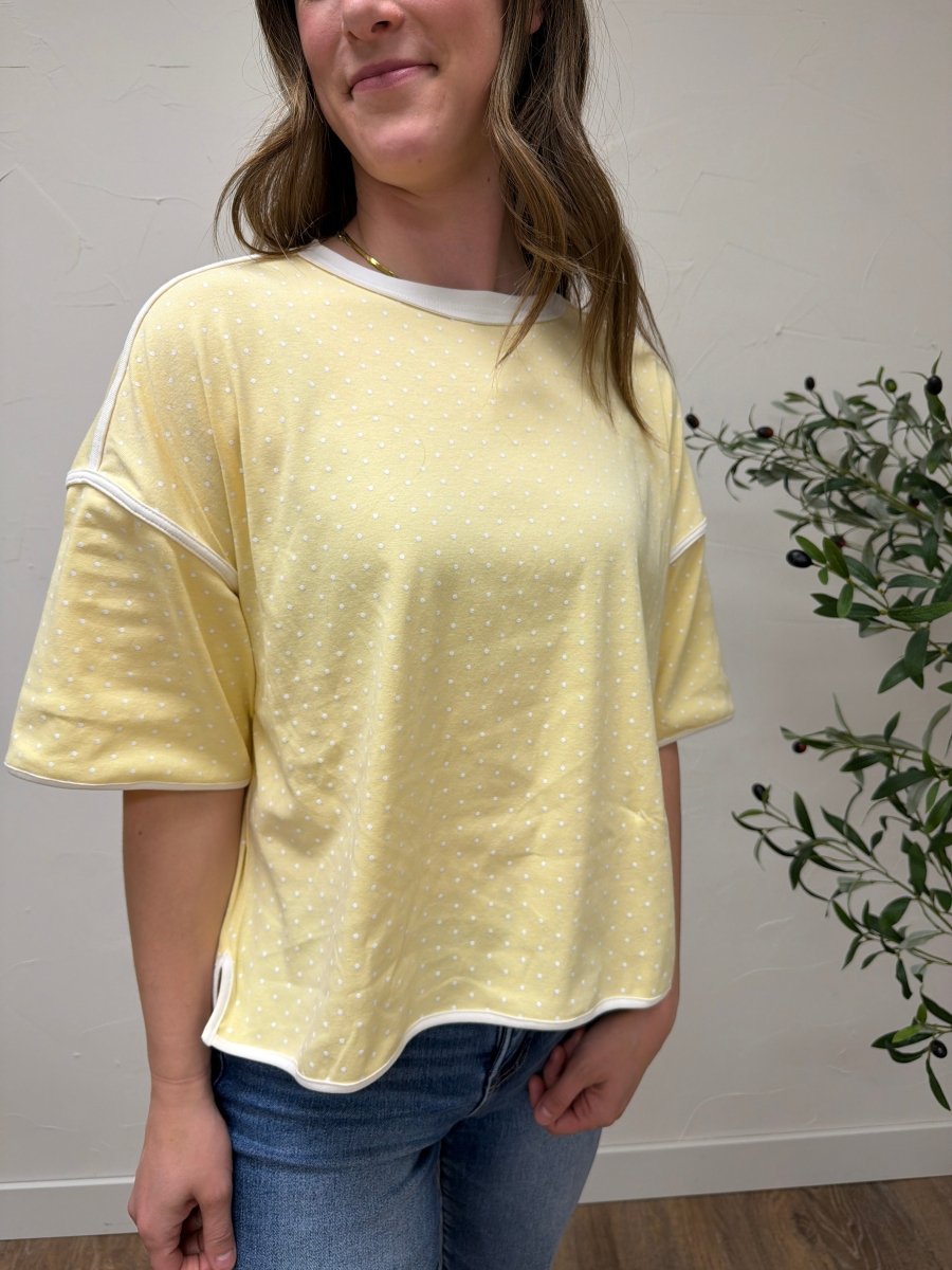 Polka Dot Contrast Trim Top - Three:Twelve Boutique - Sewn + Seen