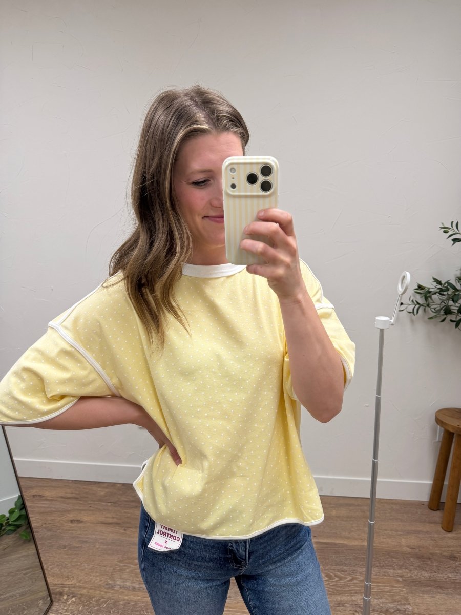 Polka Dot Contrast Trim Top - Three:Twelve Boutique - Sewn + Seen