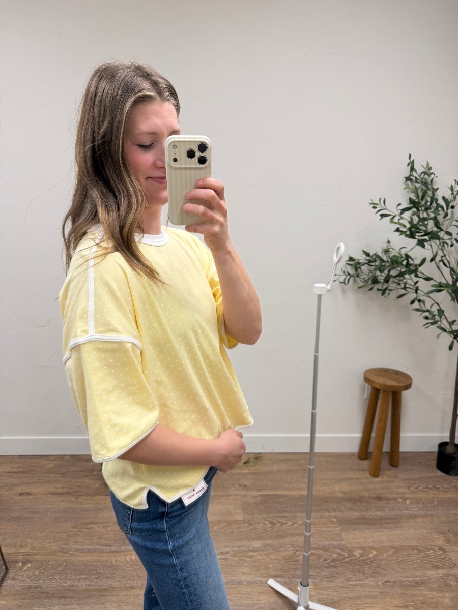 Polka Dot Contrast Trim Top - Three:Twelve Boutique - Sewn + Seen