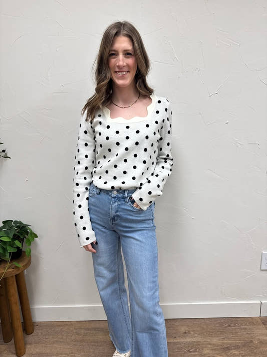 Polka Dot Knit Top - Three:Twelve Boutique - lovlov