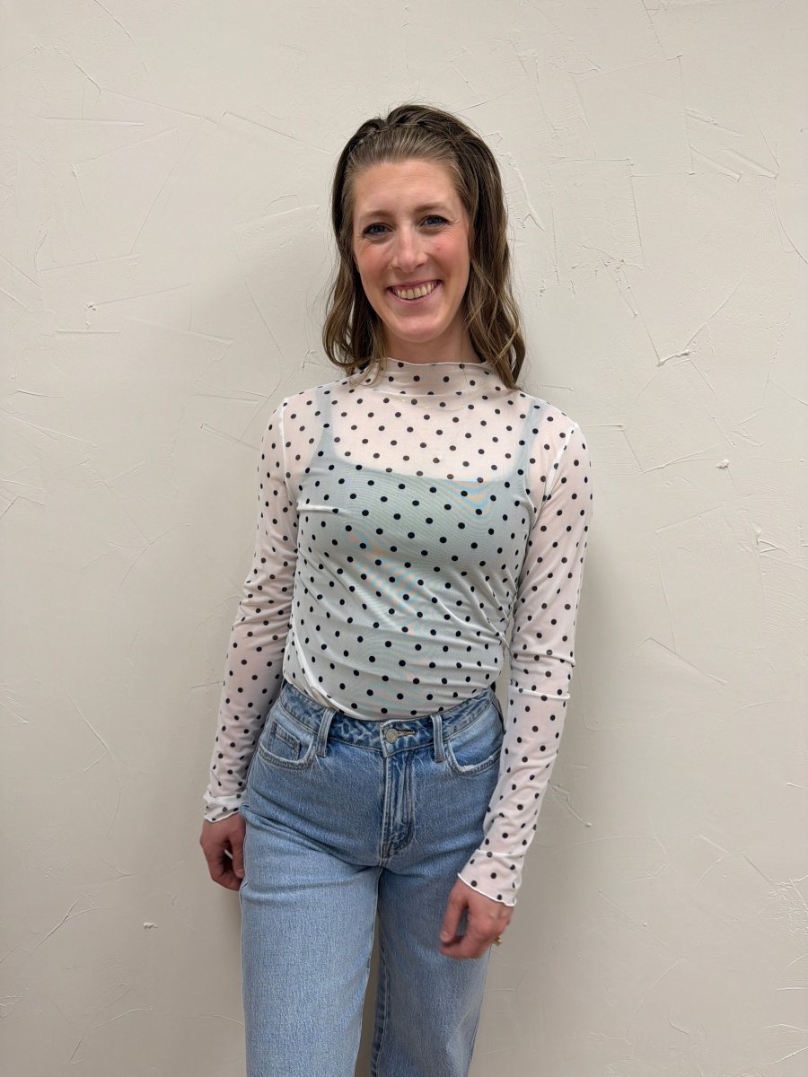 Polka Dot Mesh Long Sleeve Top - Three:Twelve Boutique - Sewn + Seen