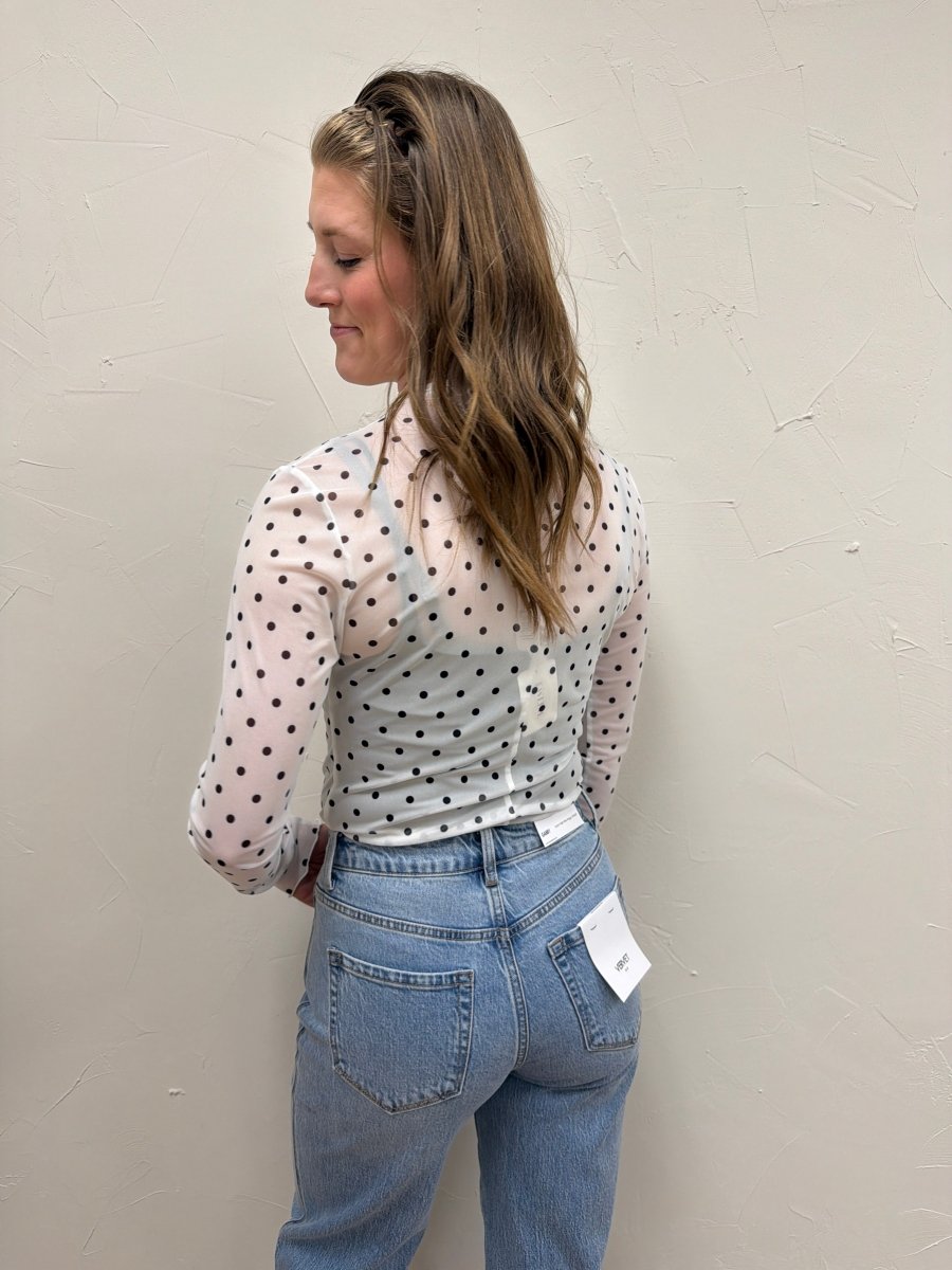 Polka Dot Mesh Long Sleeve Top - Three:Twelve Boutique - Sewn + Seen