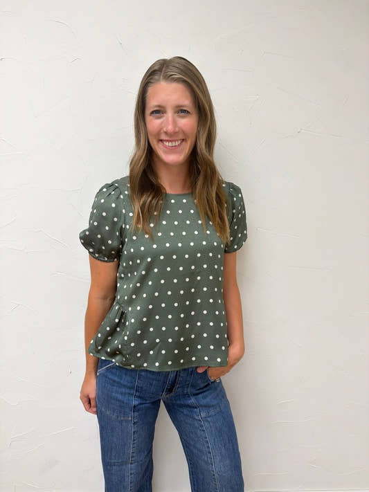 Polka Dot Peplum Blouse - Three:Twelve Boutique - doe and rae