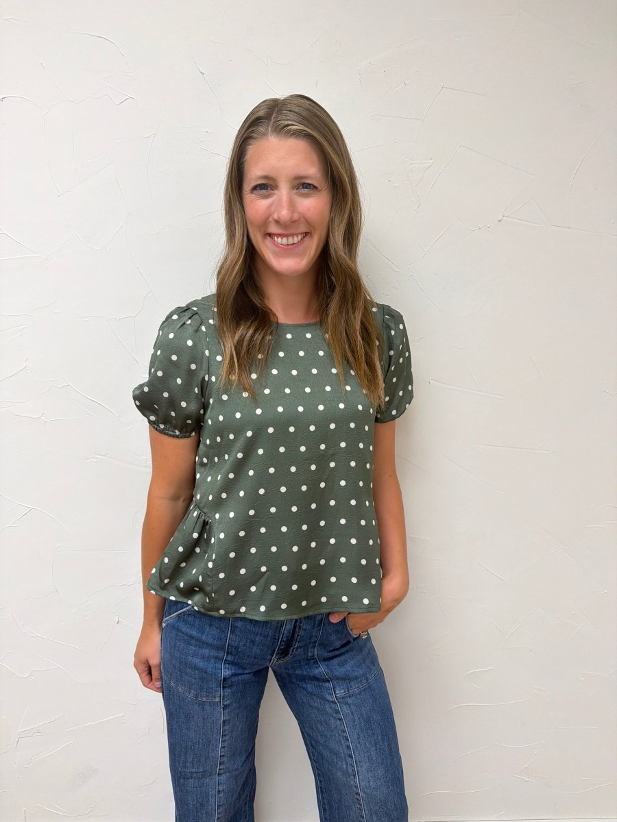 Polka Dot Peplum Blouse - Three:Twelve Boutique - doe and rae