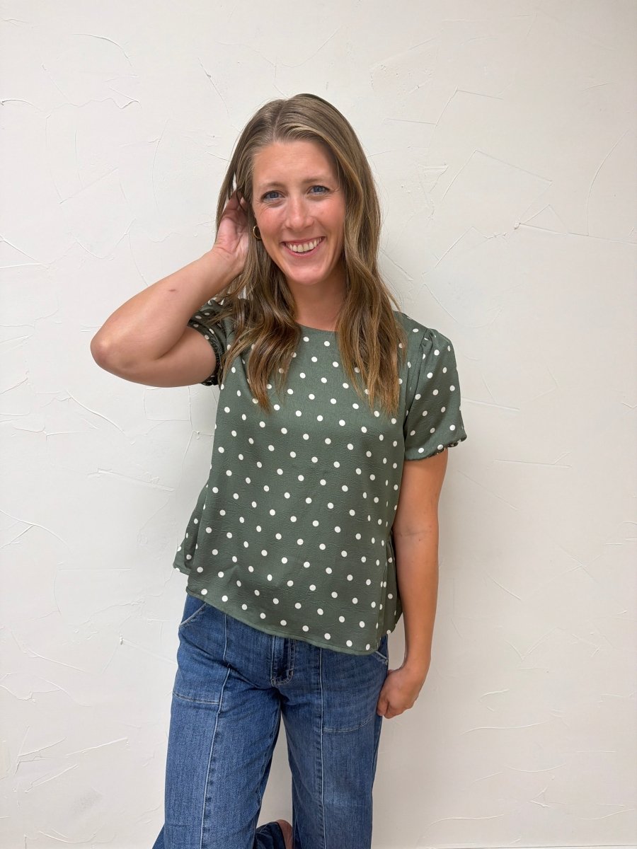 Polka Dot Peplum Blouse - Three:Twelve Boutique - doe and rae