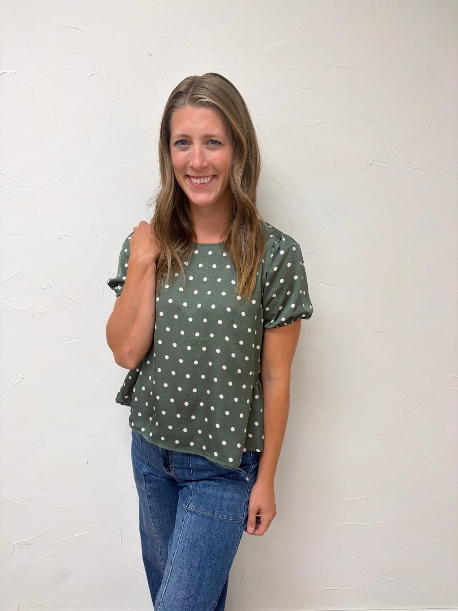 Polka Dot Peplum Blouse - Three:Twelve Boutique - doe and rae