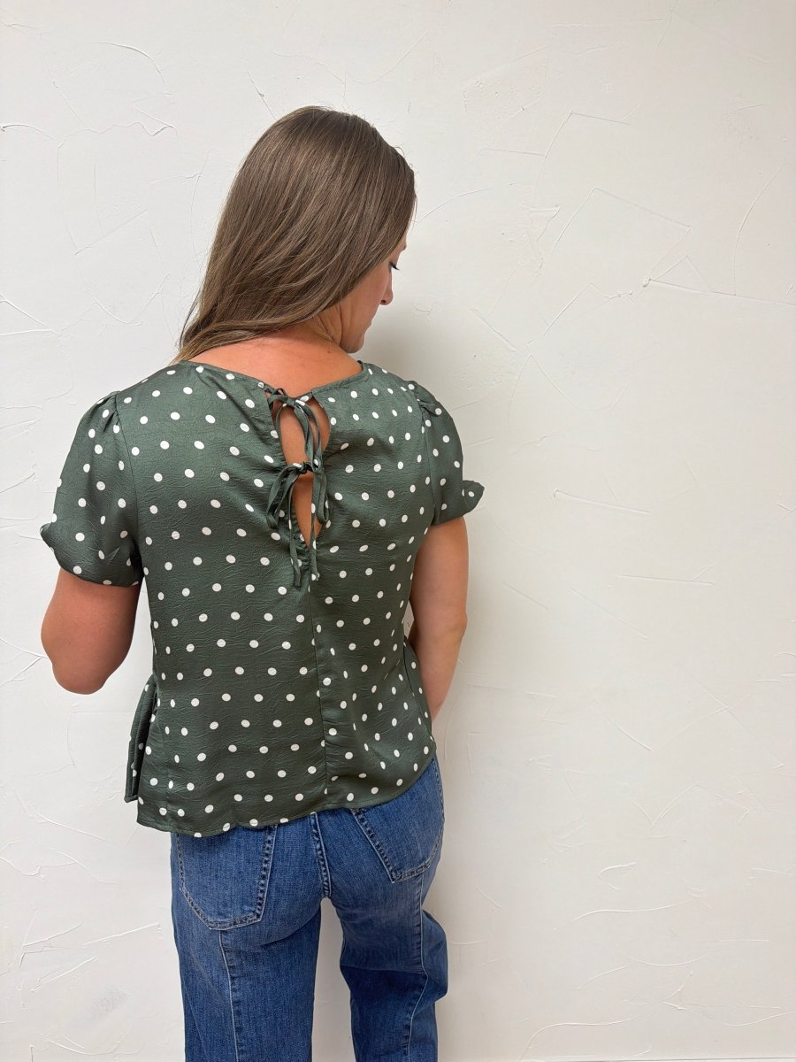 Polka Dot Peplum Blouse - Three:Twelve Boutique - doe and rae