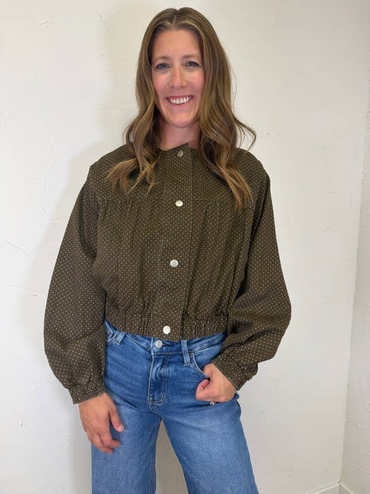 Polka Dot Print Button Up Jacket - Three:Twelve Boutique - Polagram