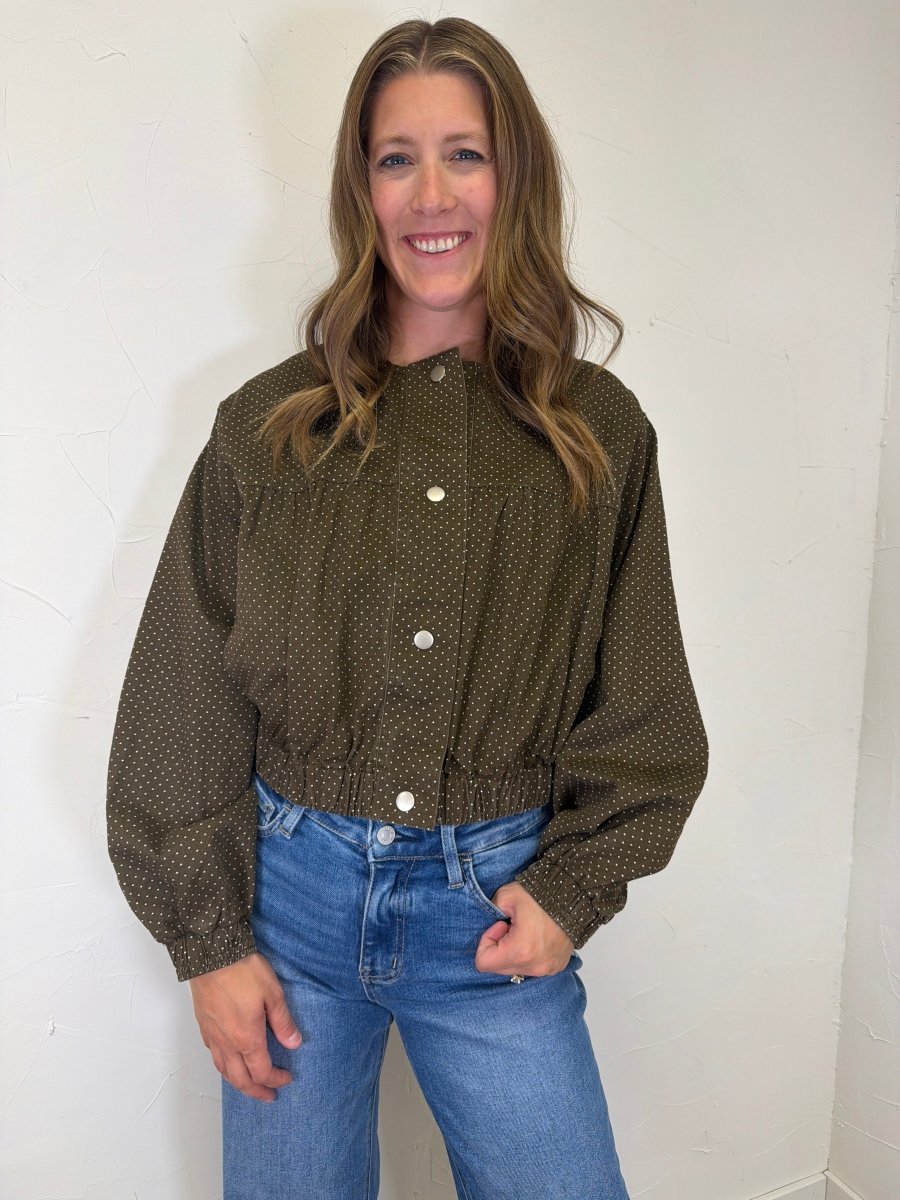 Polka Dot Print Button Up Jacket - Three:Twelve Boutique - Polagram