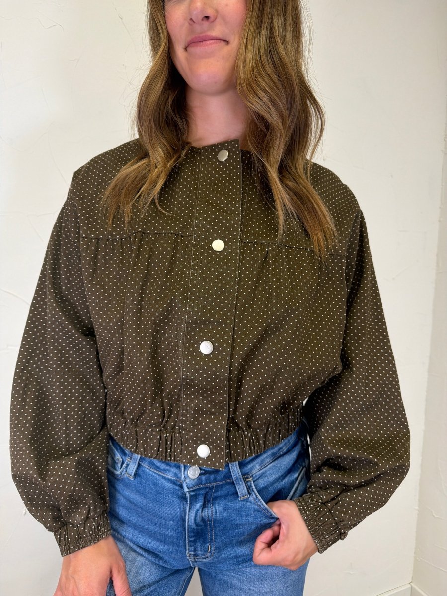 Polka Dot Print Button Up Jacket - Three:Twelve Boutique - Polagram