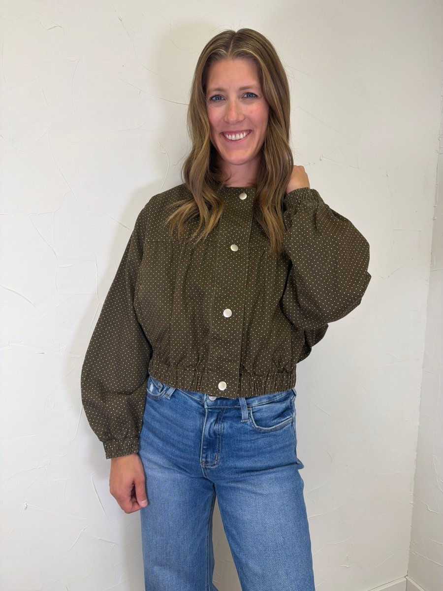 Polka Dot Print Button Up Jacket - Three:Twelve Boutique - Polagram