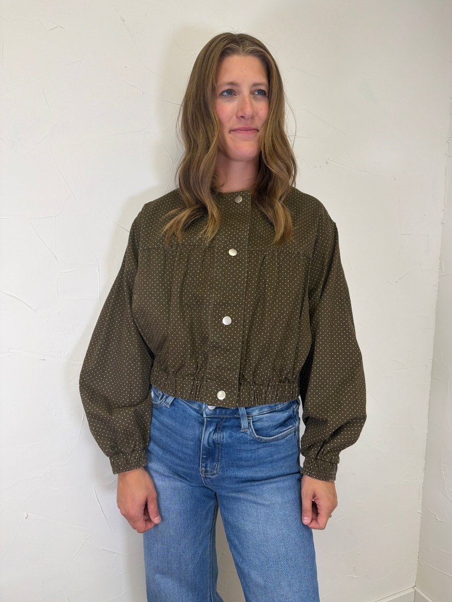 Polka Dot Print Button Up Jacket - Three:Twelve Boutique - Polagram
