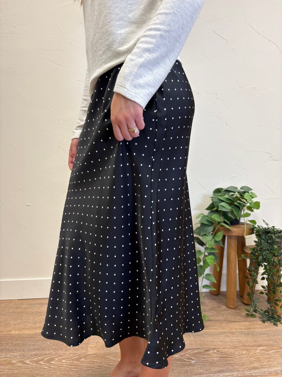 Polka Dot Satin Midi Skirt - Three:Twelve Boutique - Wishlist