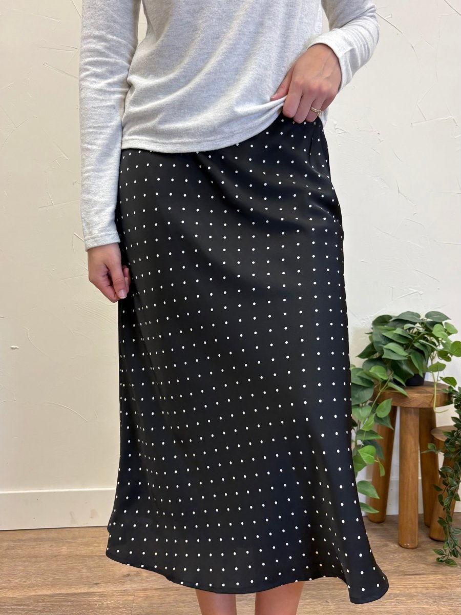 Polka Dot Satin Midi Skirt - Three:Twelve Boutique - Wishlist