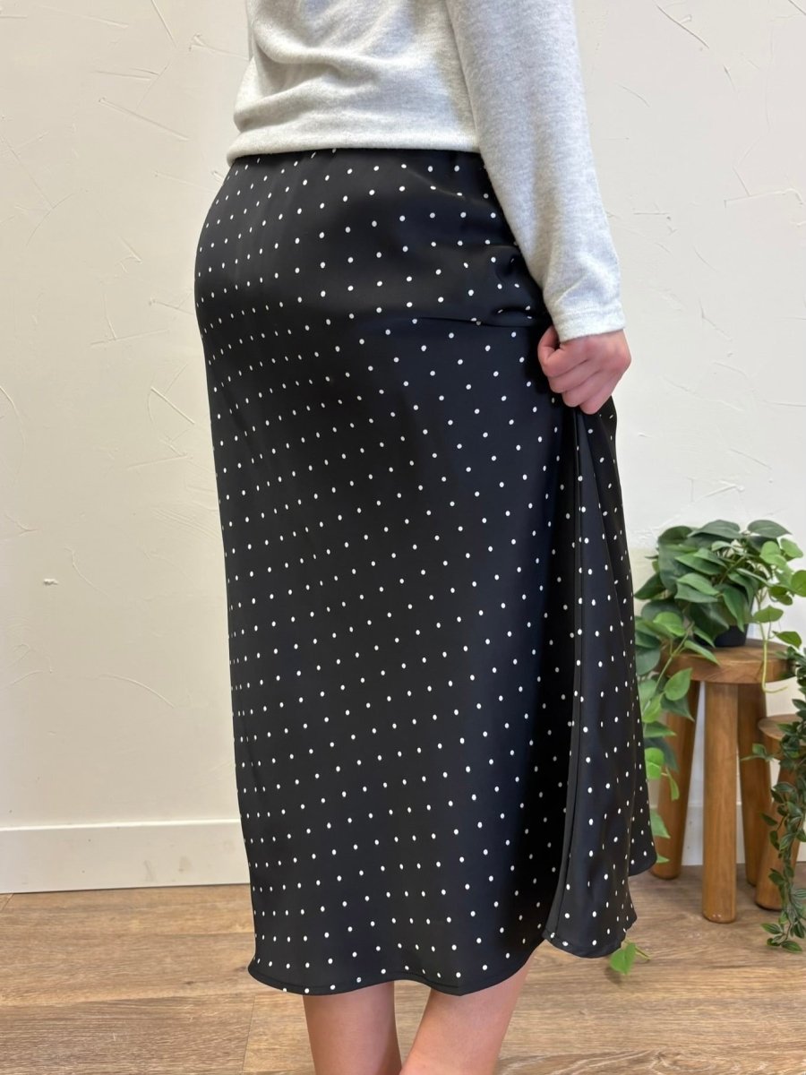 Polka Dot Satin Midi Skirt - Three:Twelve Boutique - Wishlist