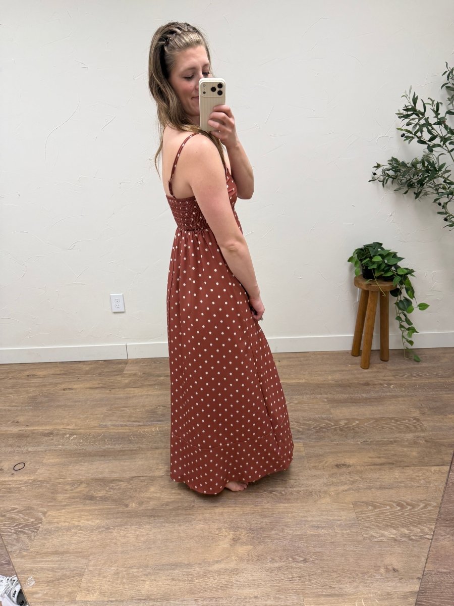 Polka Dot Strap Maxi Dress - Three:Twelve Boutique - shop Sevenday